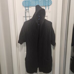 Vince Womens Alpaca Blend Hooded Short Sleeve Cardigan duster Sweater Size xs